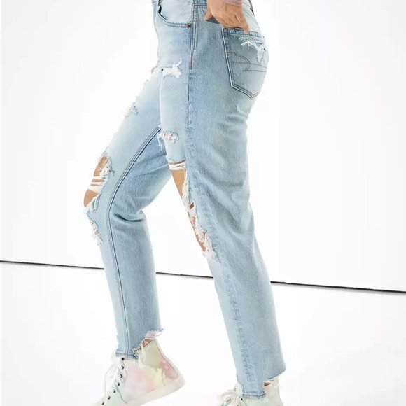 AE Mom Jean Blown Out Blue - Picture 3 of 6